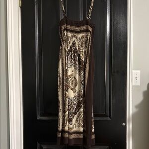 India Boutique Brown and Cream Midi Dress women’s Med